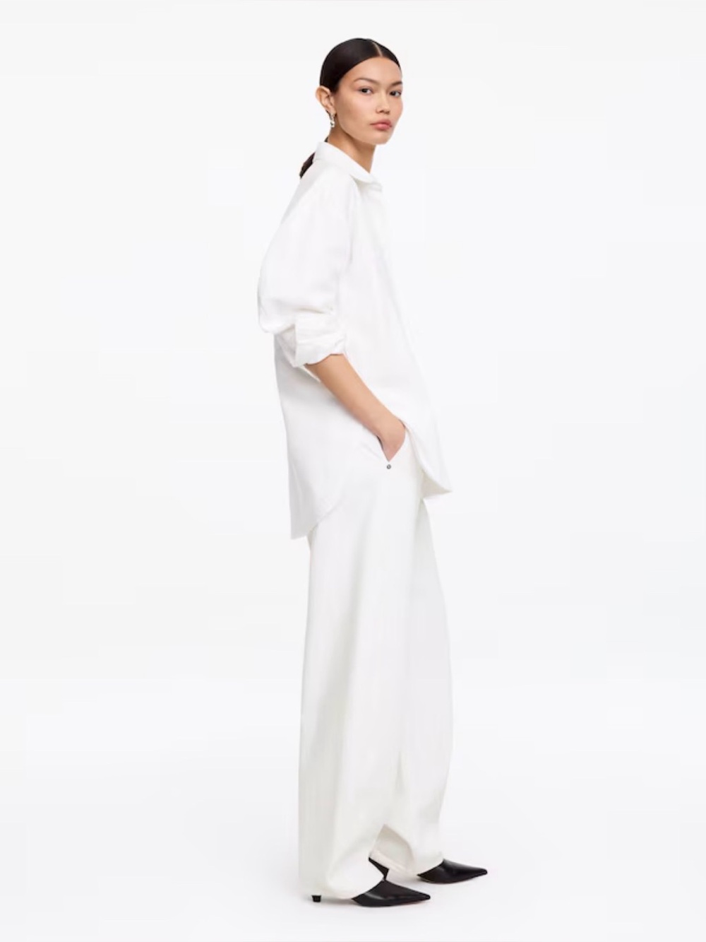 Arket White Denim Barrel Leg Pants